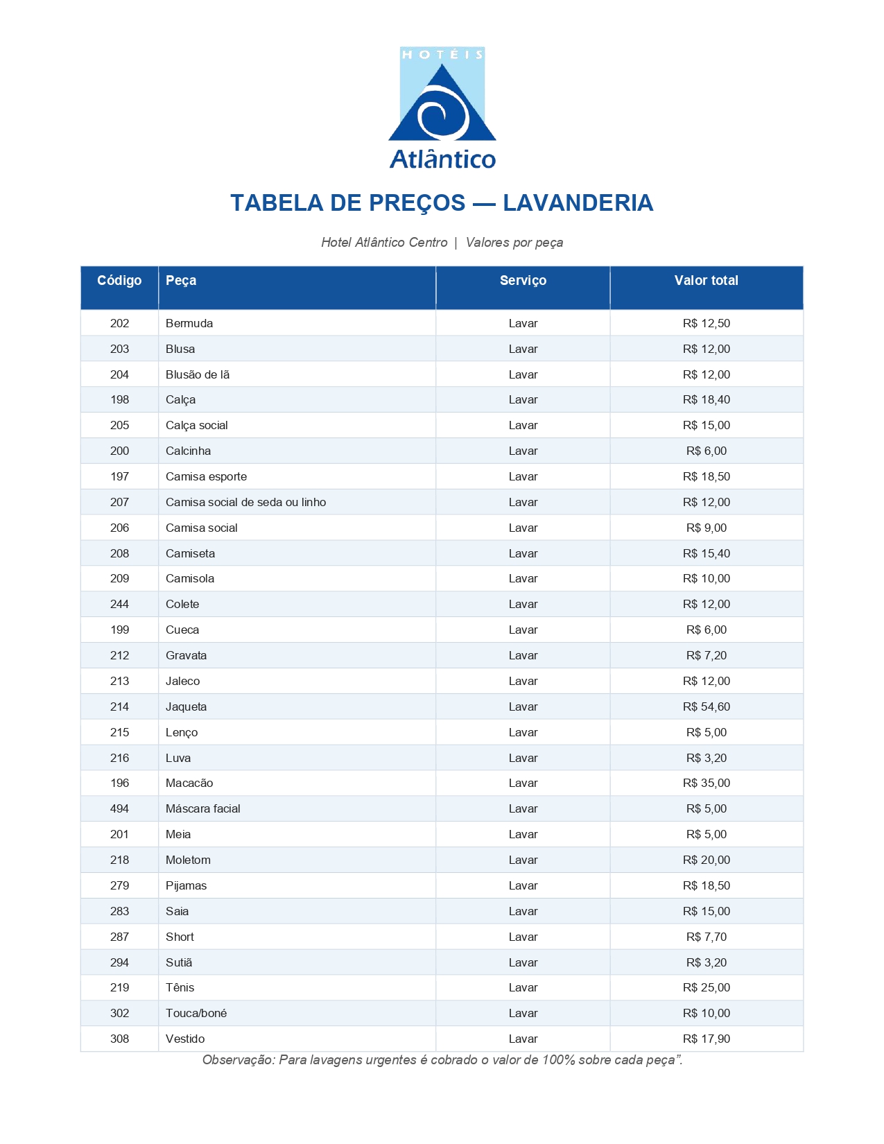 Serviço de Lavanderia